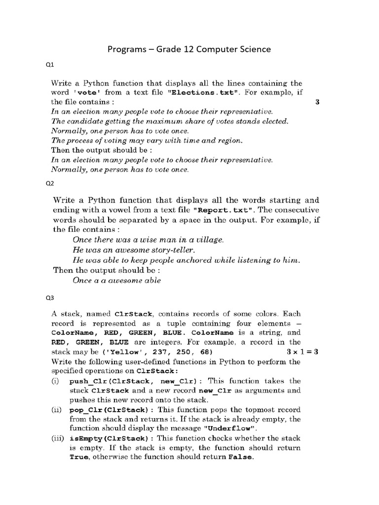 8 Copies - CS Test - Programs | PDF