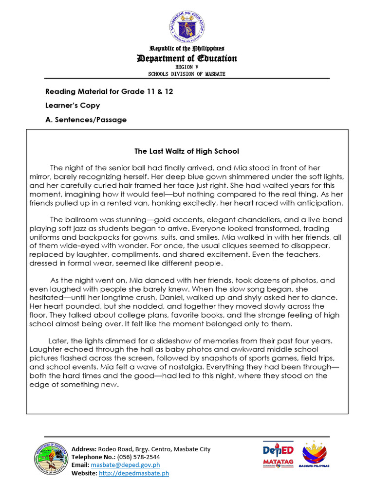 Grade 11 12 Reading Material Pdf