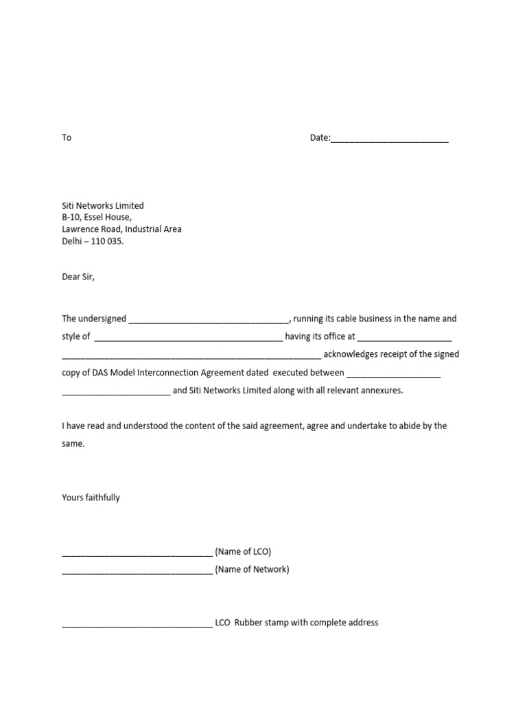 DAS Interconnection Agreement Acknowledgment | PDF