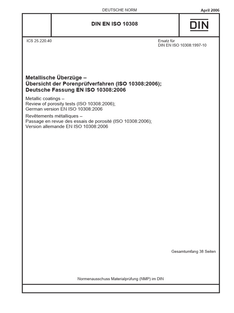 Din en Iso 10308-2006 | PDF