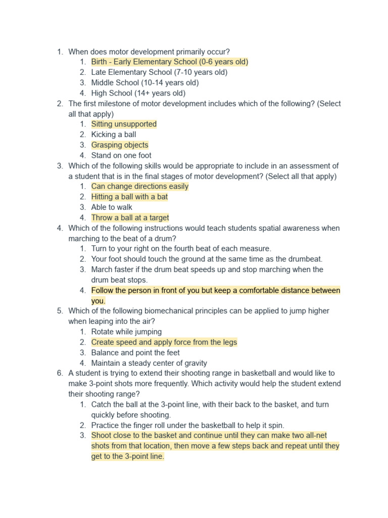 PE 258 Sample Questions Key | PDF | Strength Training | Heart Rate