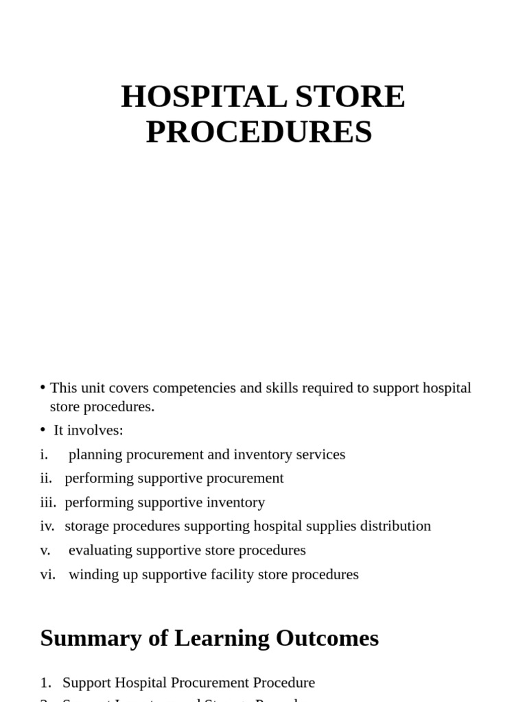 Hospital Store Procurement Procedures | PDF | Procurement | Personal ...