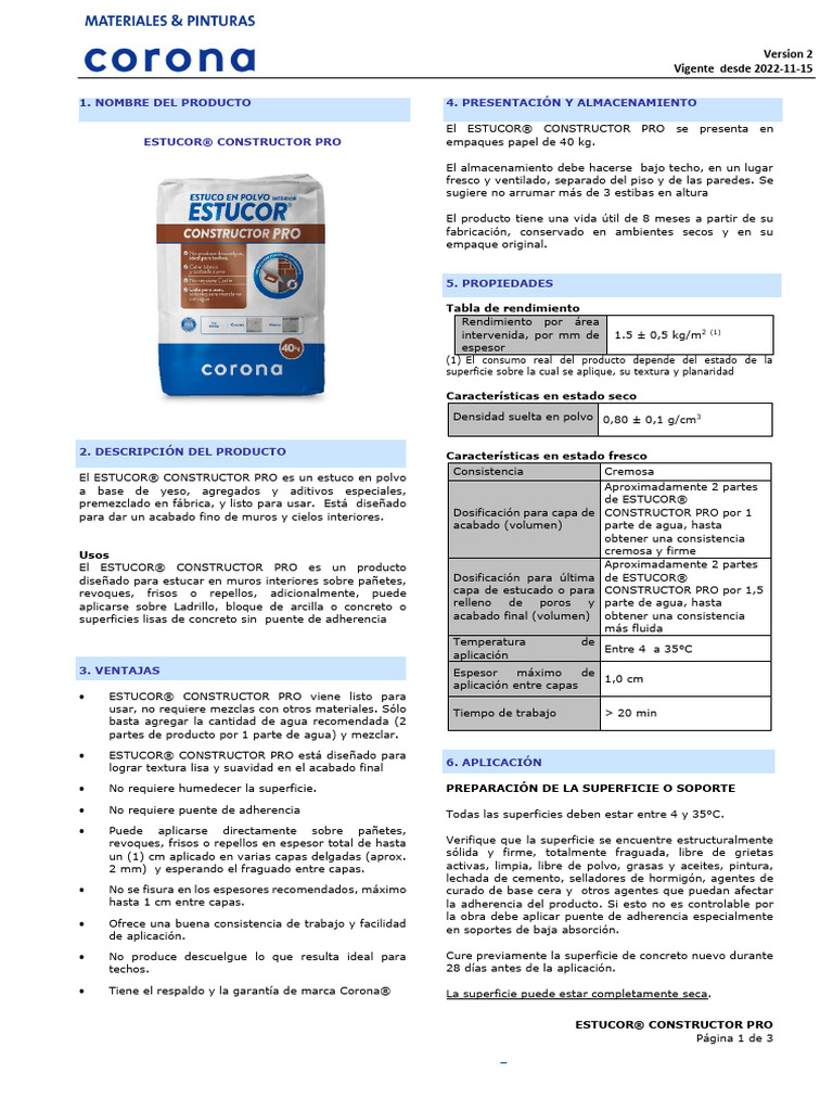 Estucor Constructor Pro: Acabado Fino | PDF | Hormigón | Pintar