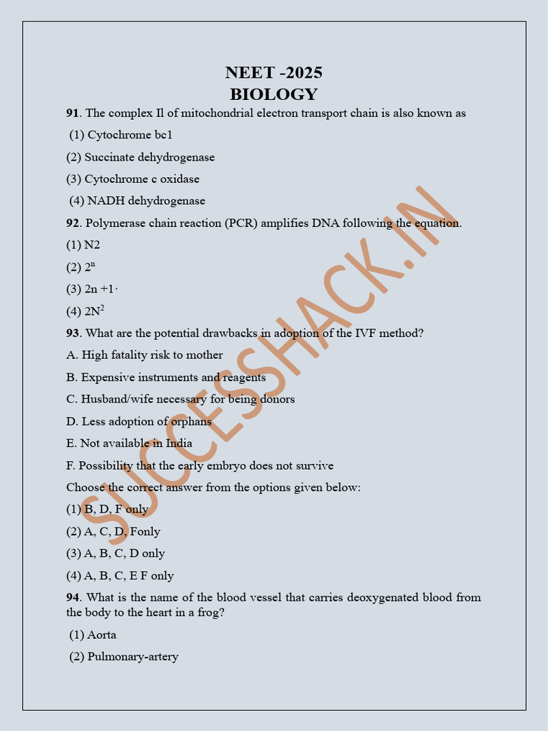 NEET 2025 Biology Question Paper | PDF | Lymphatic System | Ribosome