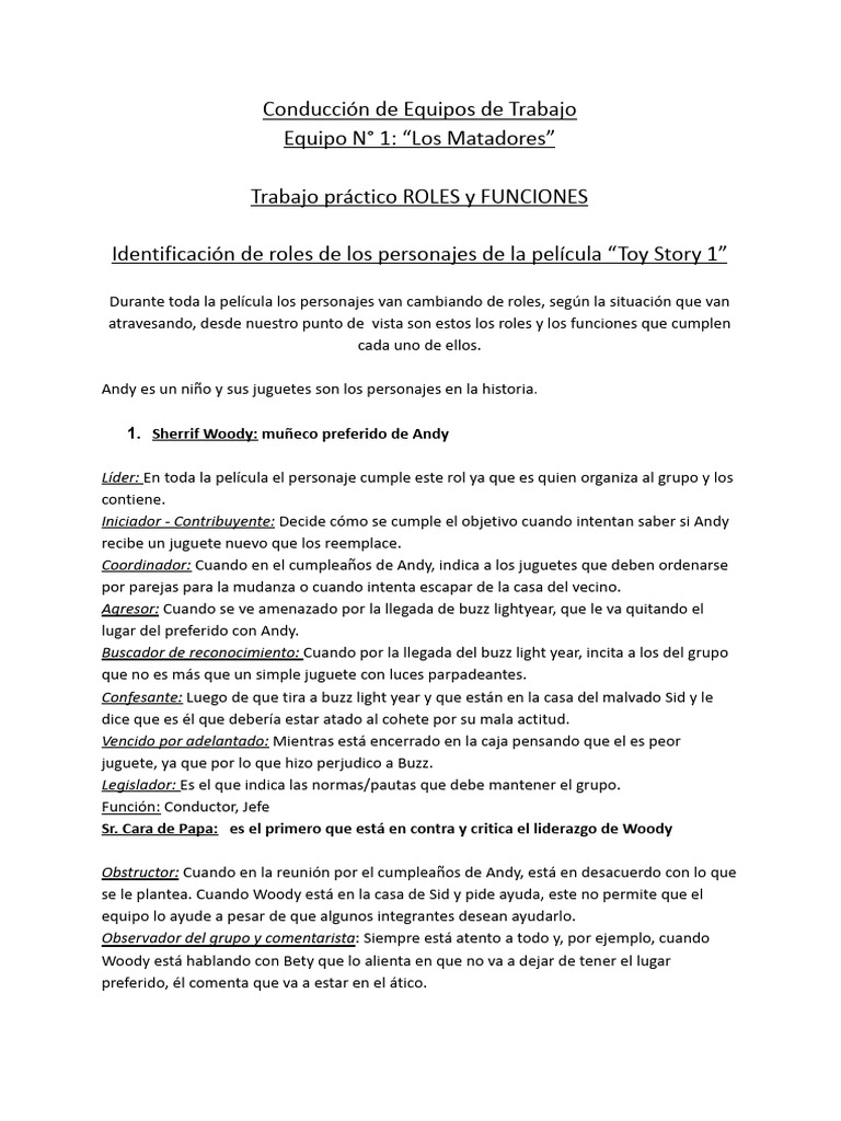 Trabajo Práctico ROLES y FUNCIONES | PDF