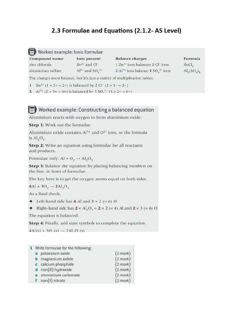 2.3 Formulae and Equations | PDF
