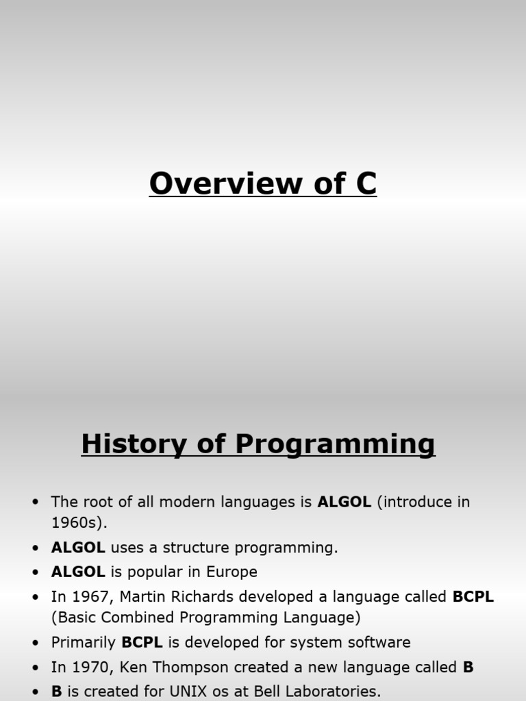 1 Overviewandhistoryofc 121107013027 Phpapp01 | PDF | Computer Program ...