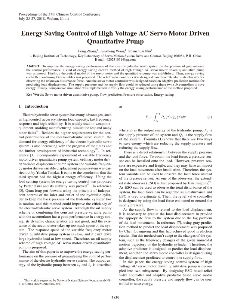Energy Saving Control for Servo Motors | PDF | Pump | Engines