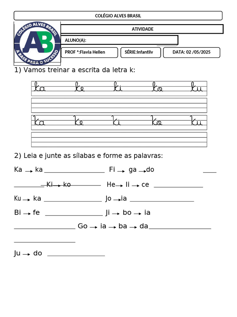 Atividades de Escrita para Educação Infantil | PDF