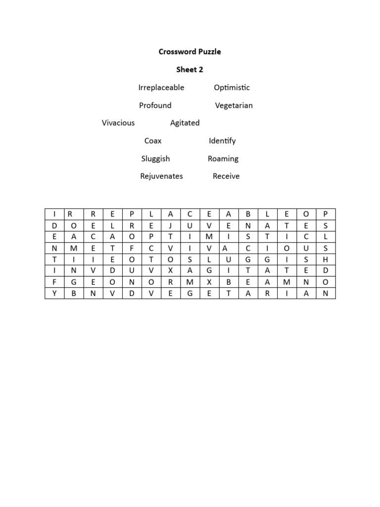 2nd Grade Crossword Puzzle Sheet 2 | PDF