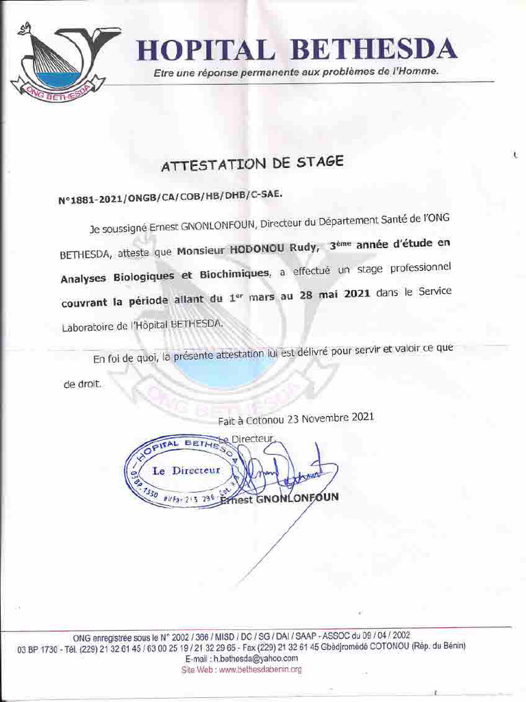 Attestation de Stage Rudy 090116 | PDF - Pdf 090116 Gfadjustxls