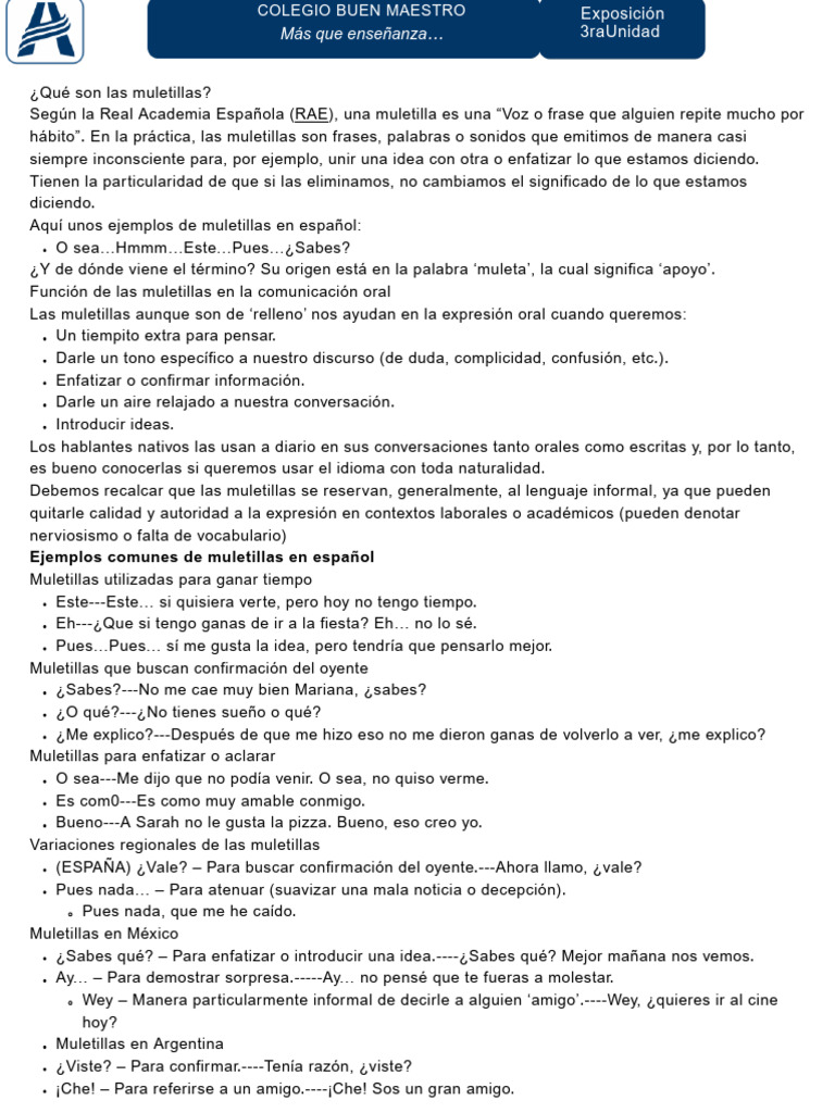 Muletillas y redundancias en español | PDF | Comunicación | Argumento