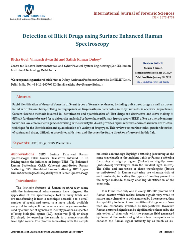 Detection of Illicit Drugs Using Surface Enhanced Raman Spectros | PDF ...