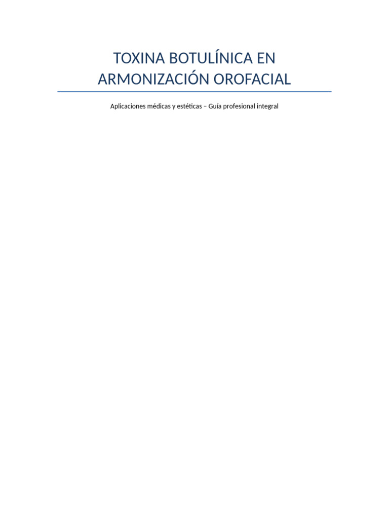Guía de Toxina Botulínica en Armonización | PDF