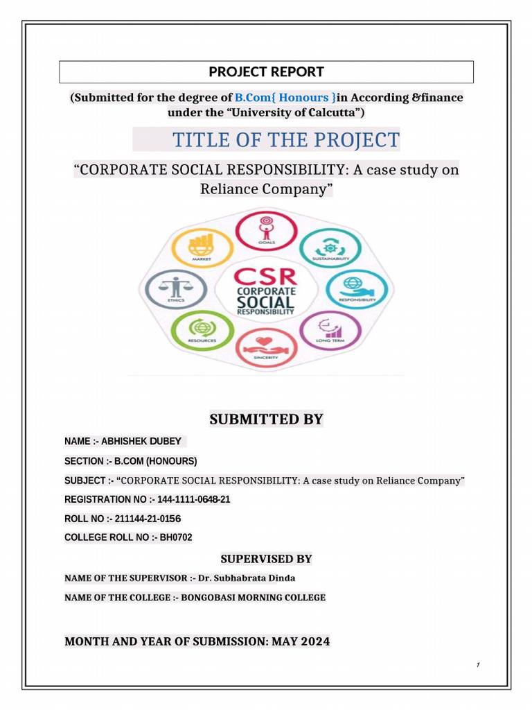 CSR Practices at Reliance Industries | PDF | Corporate Social ...