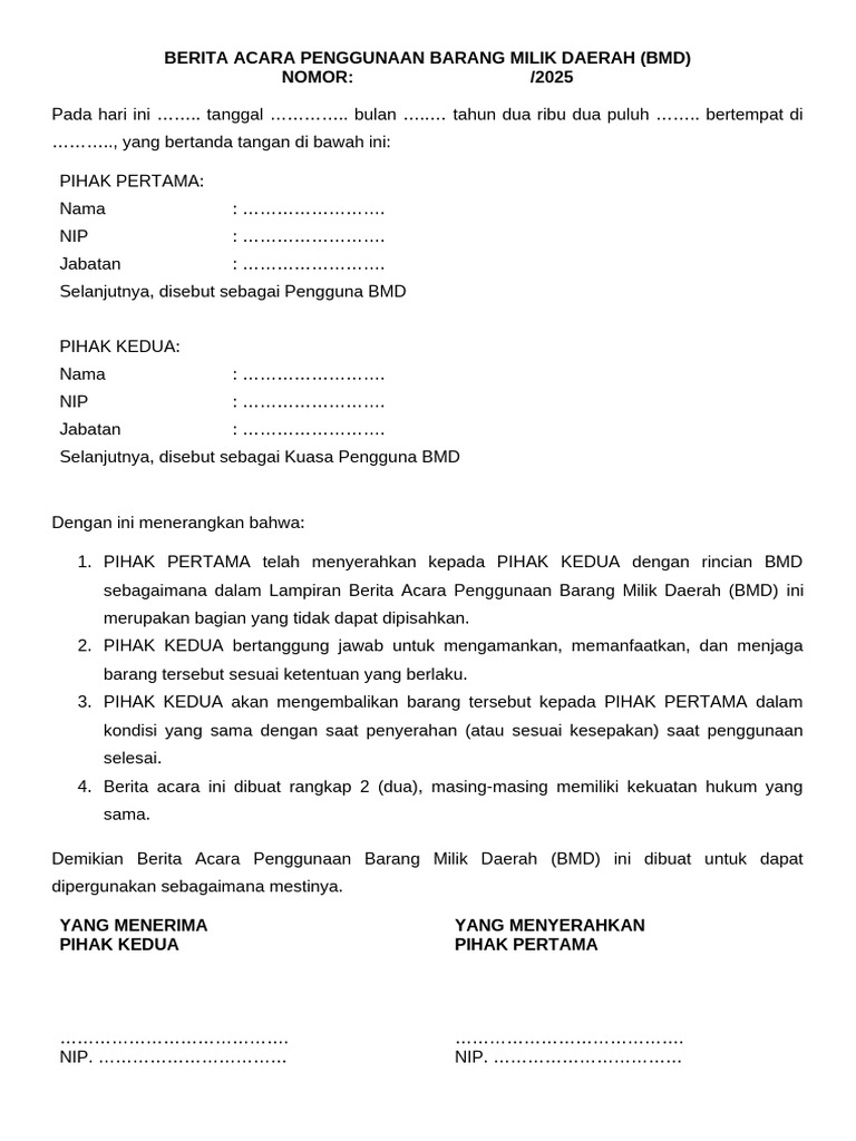 Format Bast Penggunaan BMD | PDF