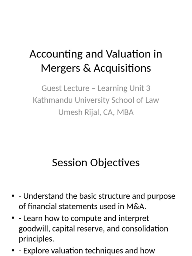 M&A Accounting and Valuation Insights | PDF | Goodwill (Accounting ...