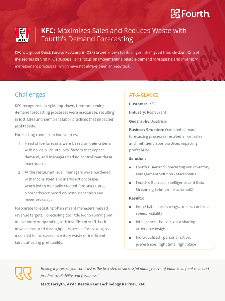 KFC Optimizes Operations with MacromatiX | PDF | Inventory | Automation