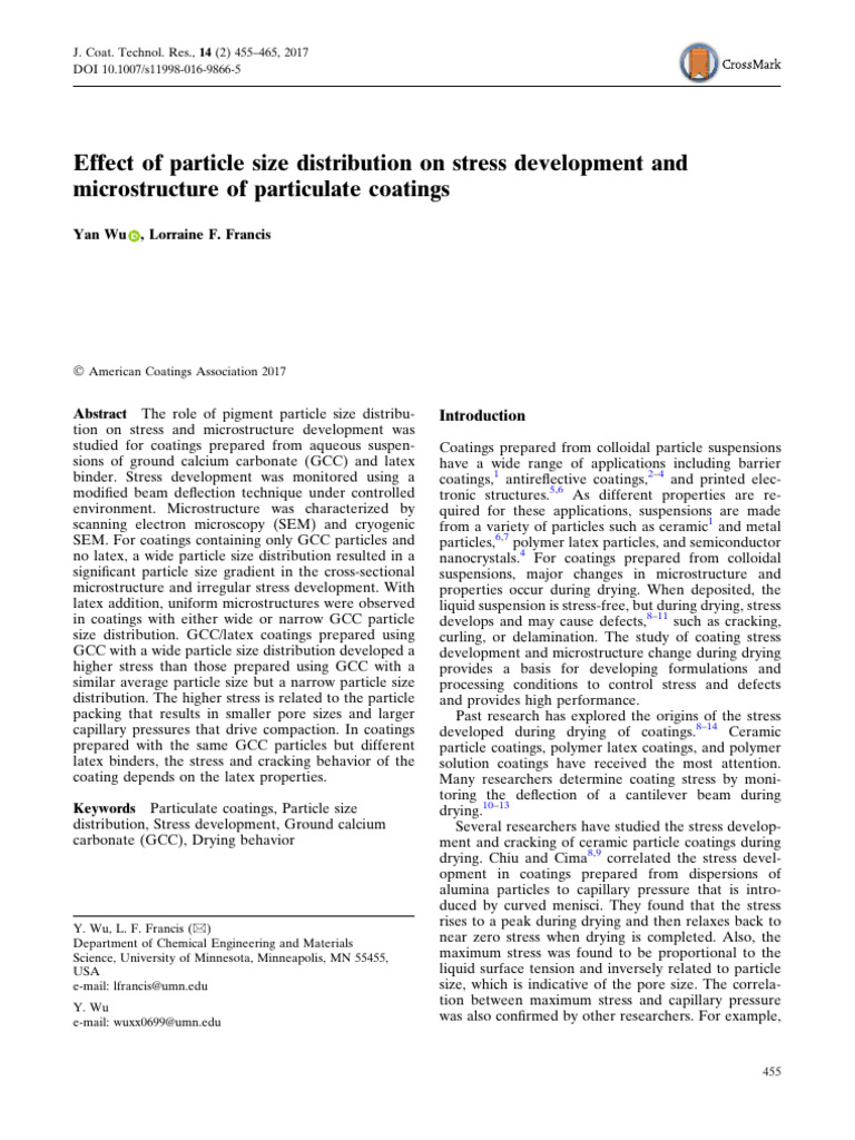 Effect of Particle Size Distribution On Stress Development and ...