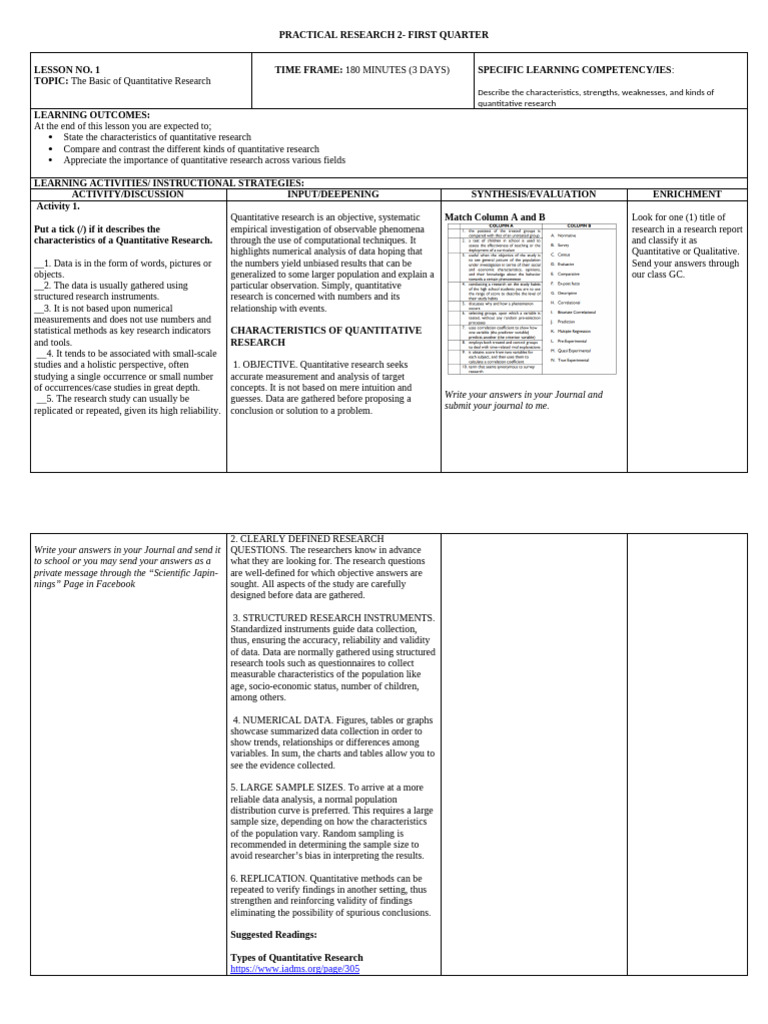 Basics of Quantitative Research Guide | PDF | Quantitative Research ...