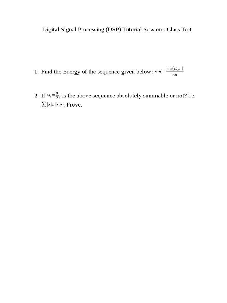 DSP ClassTest DT 21-03-2024 | PDF