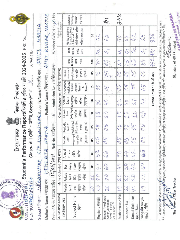 Sohel Mark Sheet | PDF