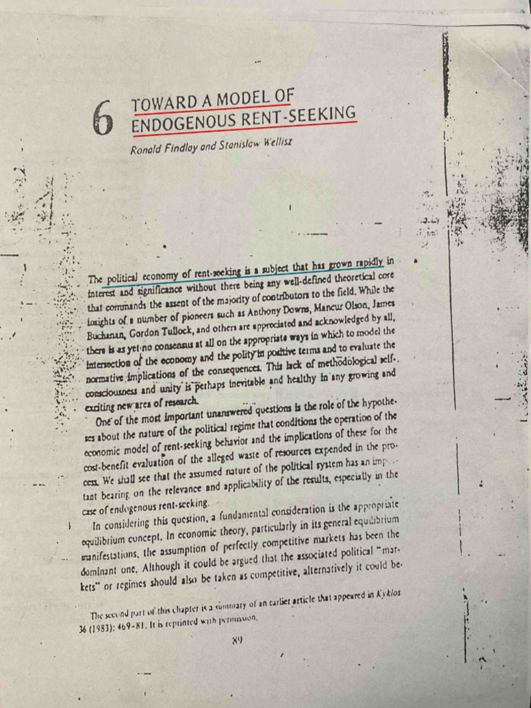 Endogenous Rent-Seeking Model Analysis | PDF | Economics | Trade
