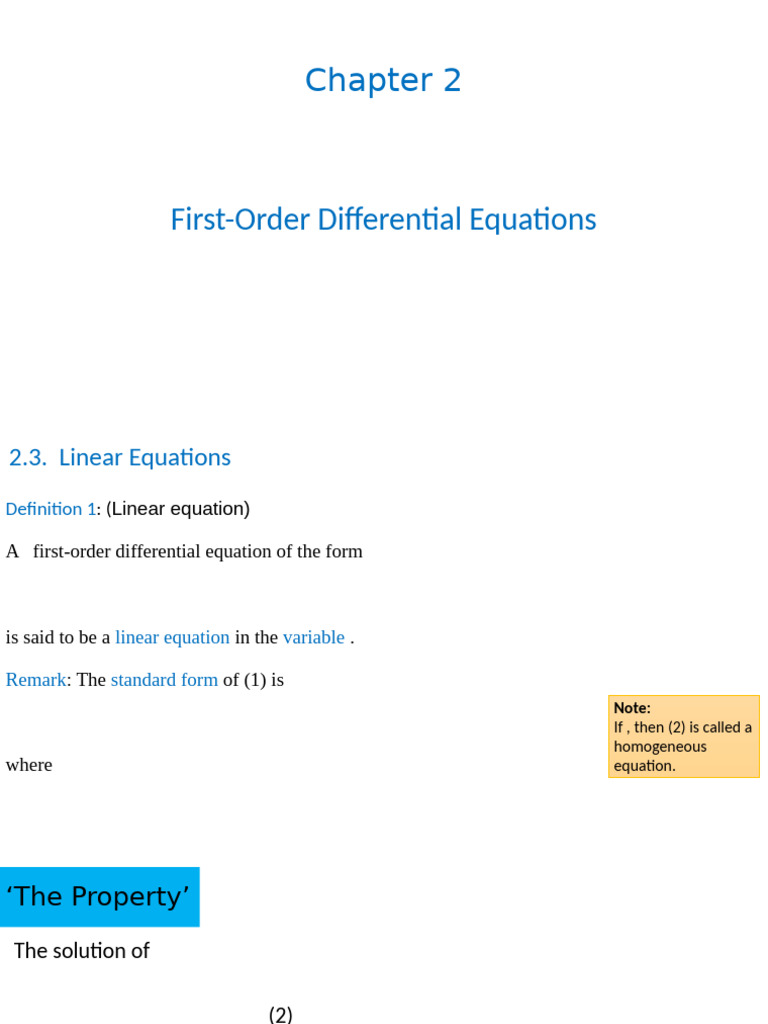Linear First-Order Differential Equations | PDF