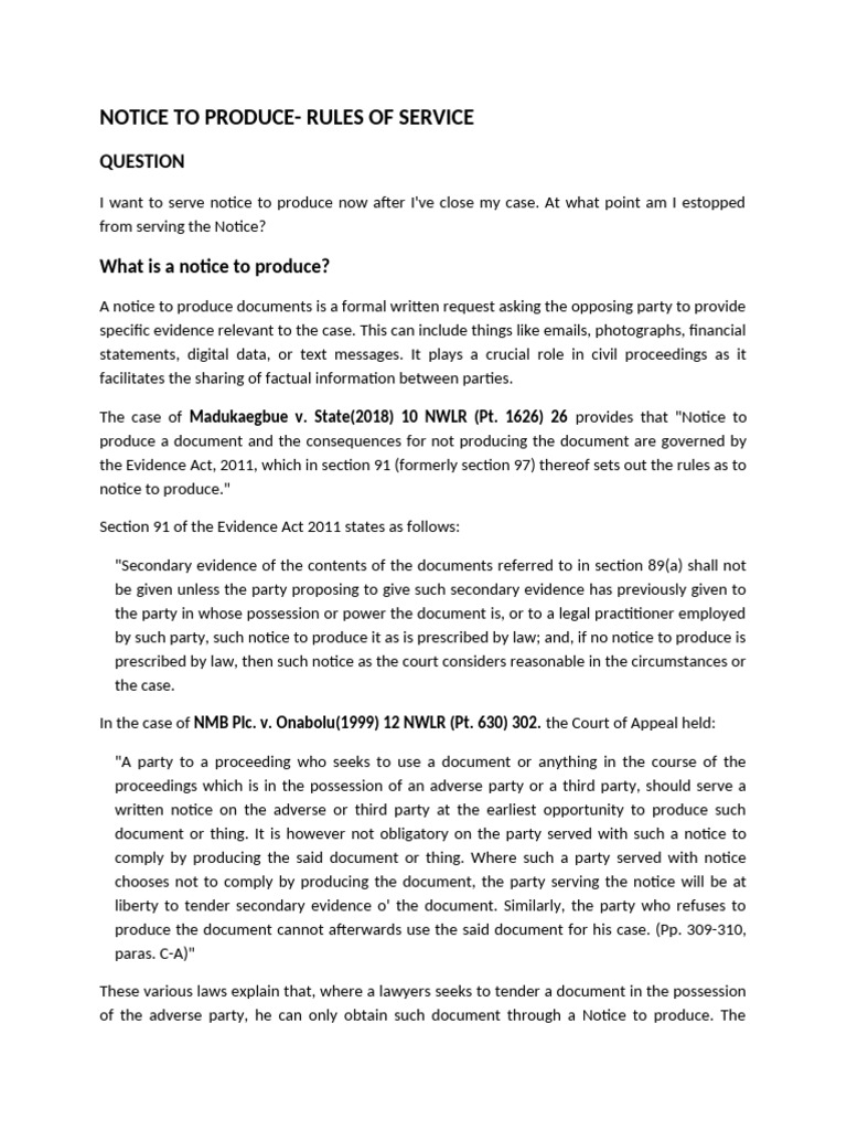 Ex Improviso Rule in Notice to Produce | PDF | Prosecutor | Trials