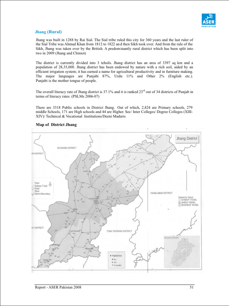 Jhang District: Education and Demographics | PDF