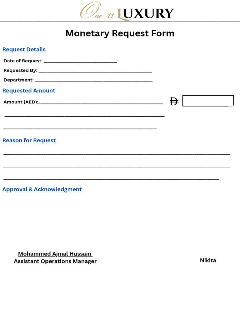 Monetary Request Form | PDF