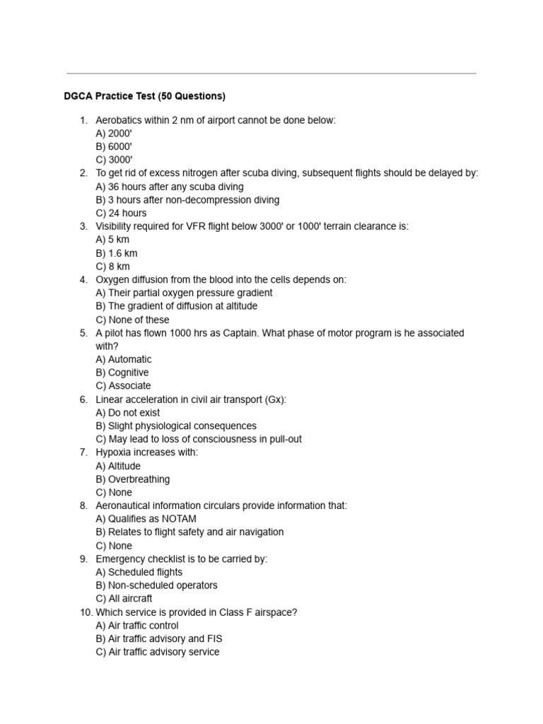 DGCA CPL Practice Test Questions | PDF | Instrument Flight Rules ...