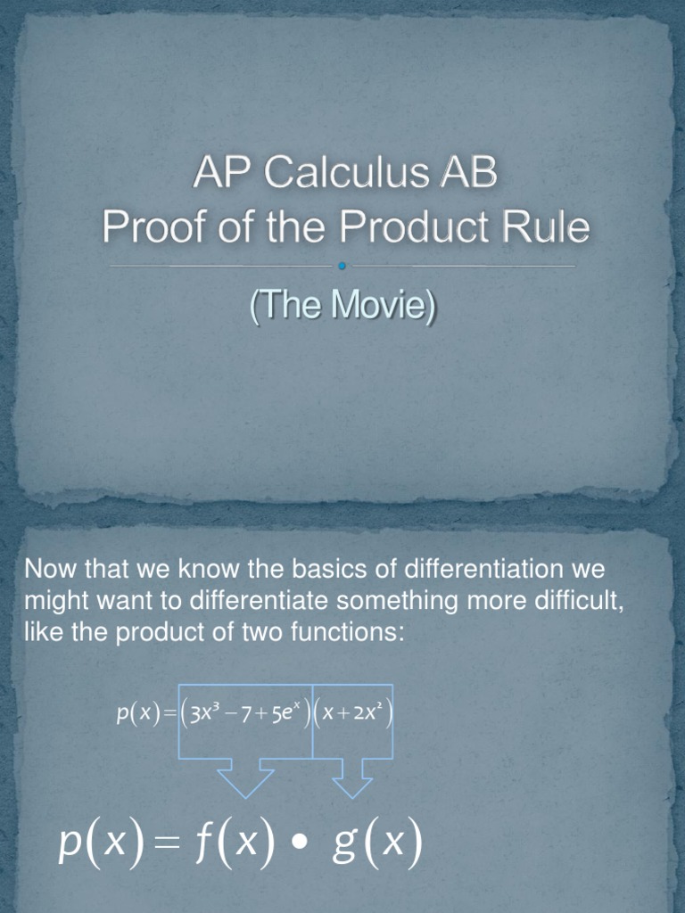 Cal Cab Proof of Product Rule PDF Derivative Differential Calculus