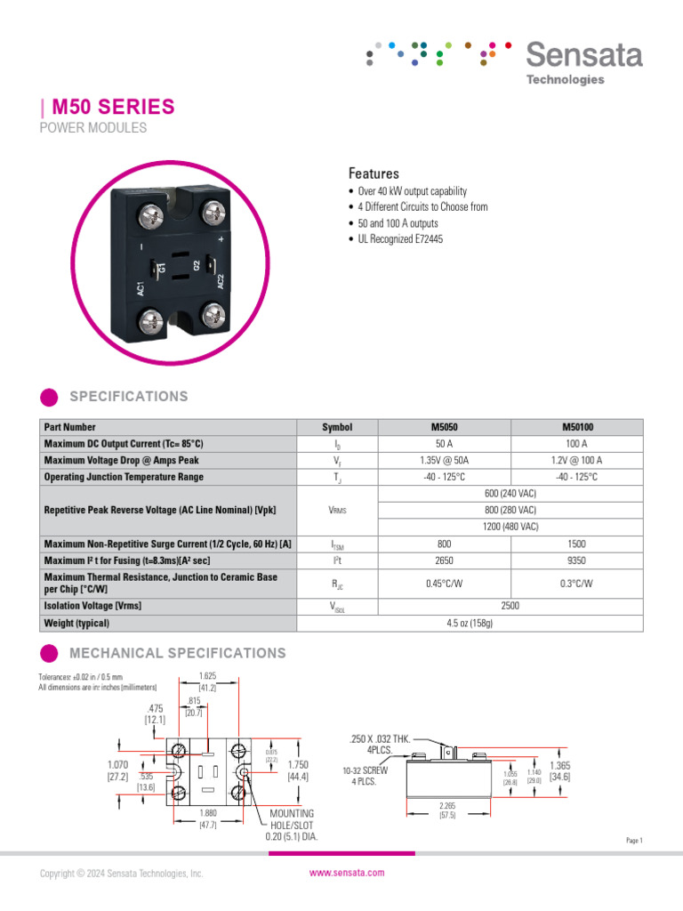 M50 Series Power Modules Specifications | PDF | Alternating Current ...