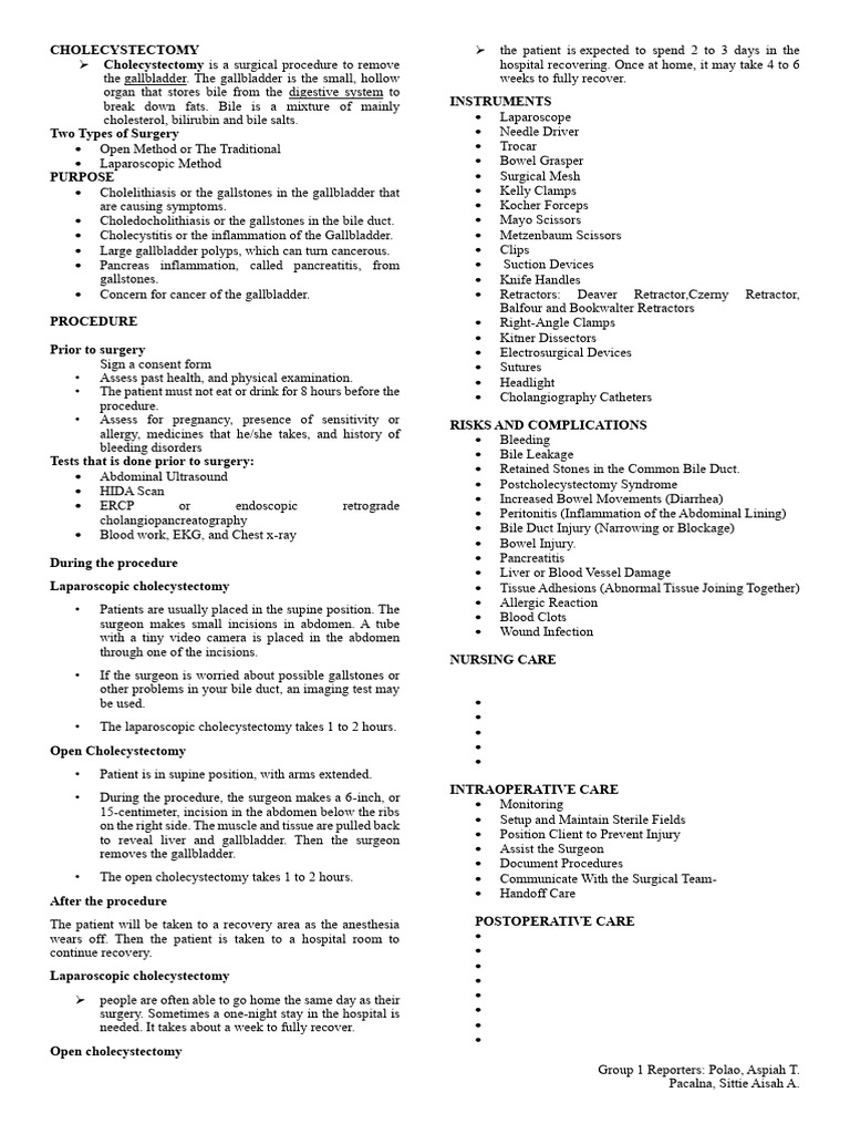 Cholecystectomy: Procedure and Care Guide | PDF | Gallbladder ...