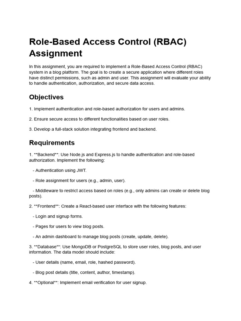 SDE1 Assignment (RBAC) | PDF