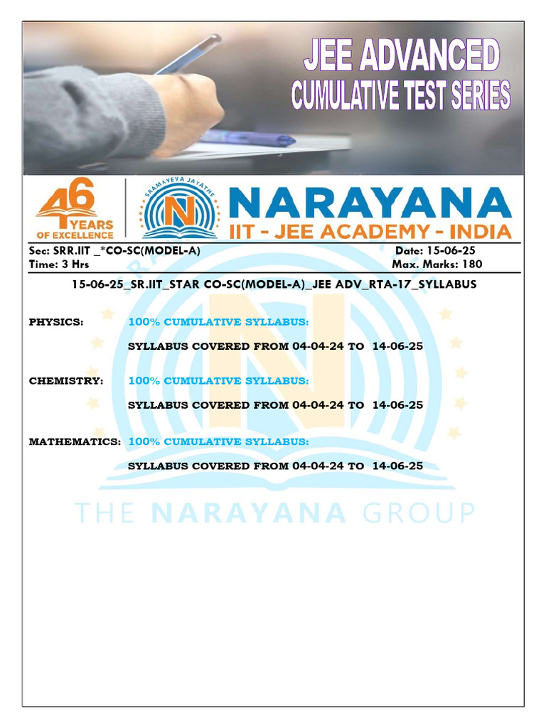 JEE Advanced 2025 Model A Syllabus | PDF | Ellipse | Inductor