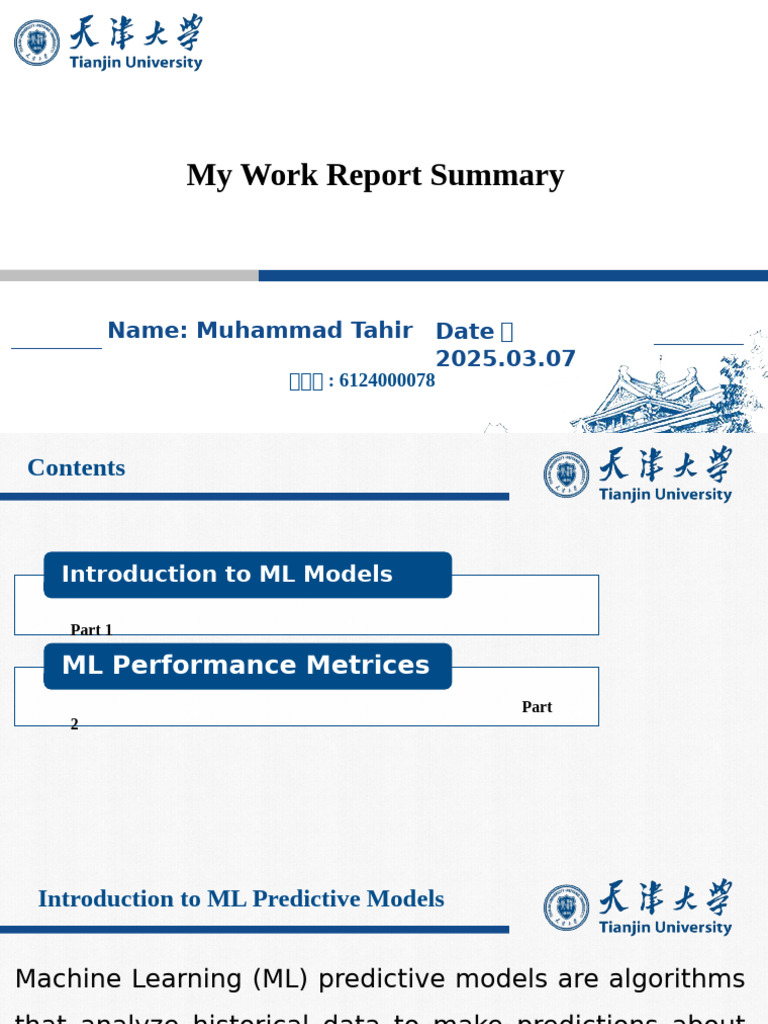 Muhammad Tahir Presentation 07-03-25 | PDF | Machine Learning | Mean ...