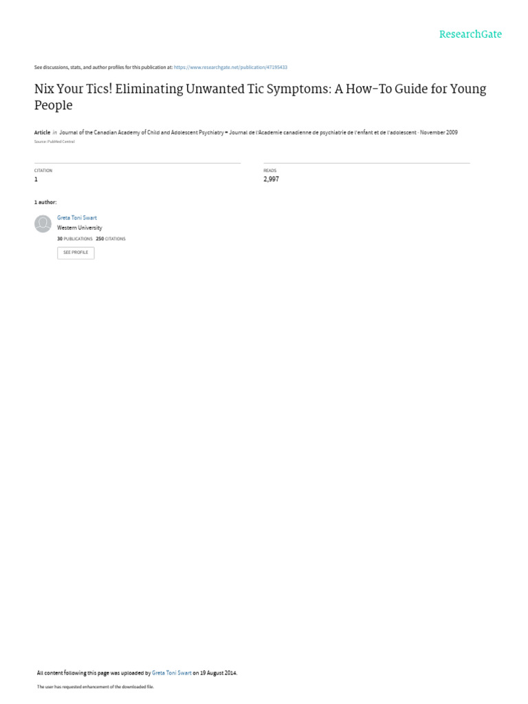 Nix Your Tics: A Guide for Youth | PDF | Psychological Resilience ...