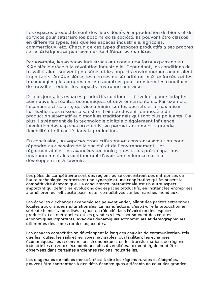 Évolution des espaces productifs en France | PDF | Environnement ...