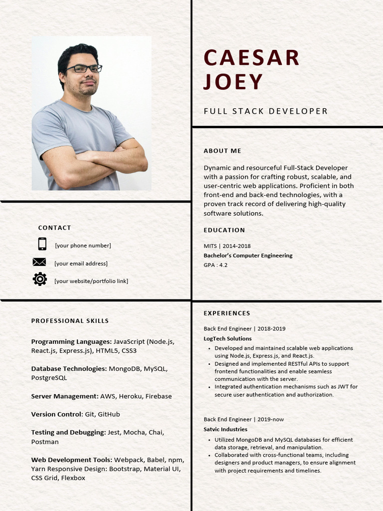 Sepia Frame Professional Resume | PDF | Web Development | Software ...