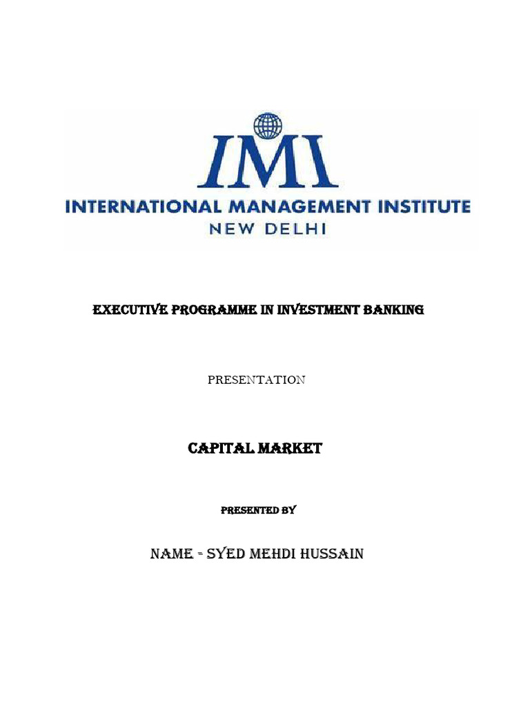 Presentation On Capital Markets ? | PDF | Capital Market | Investment ...
