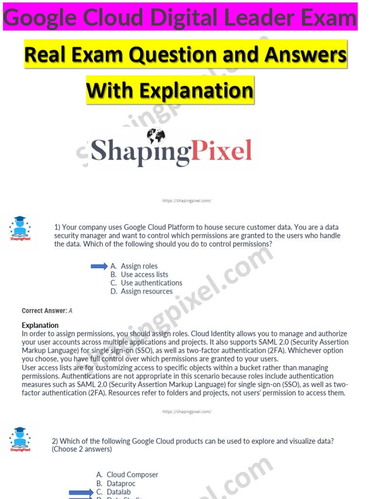 Google Cloud Digital Leader Exam Q&A | PDF | Cloud Computing | Software ...