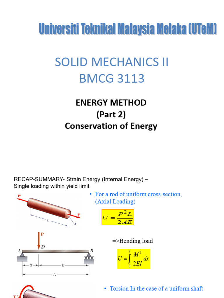Strain Energy and Deflection Analysis | PDF | Stress (Mechanics ...