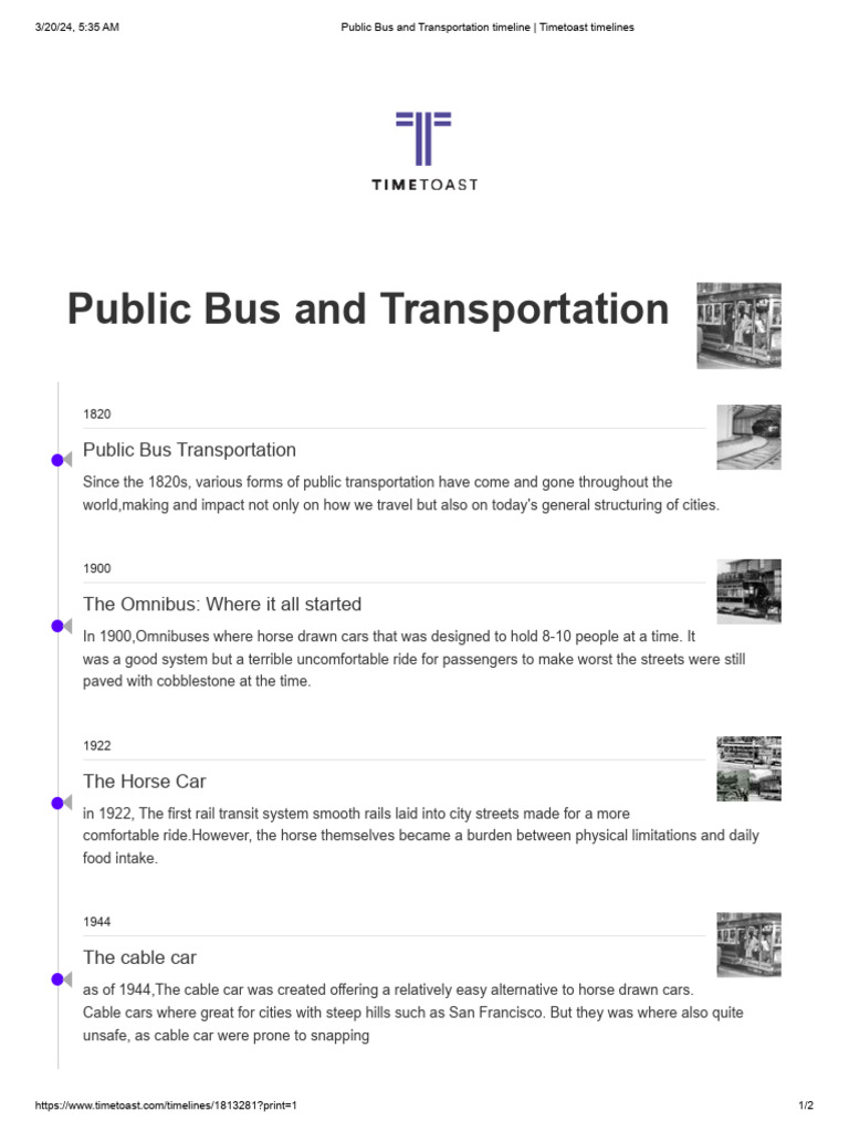 Public Transportation Evolution Timeline | PDF | Rapid Transit | Bus