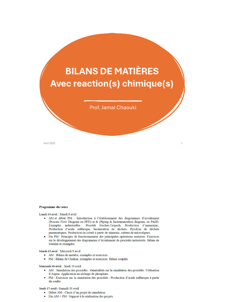 Bilan de matière en chimie | PDF | Chimie