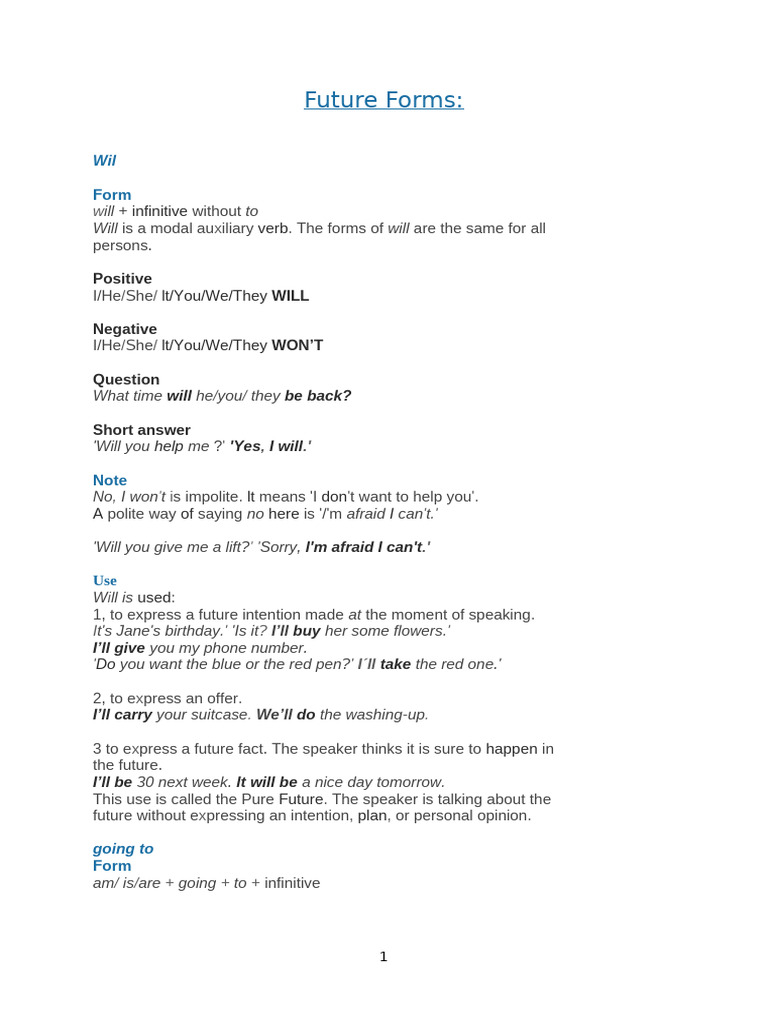 Future Tenses: Will vs. Going To | PDF | Morphology | Language Families