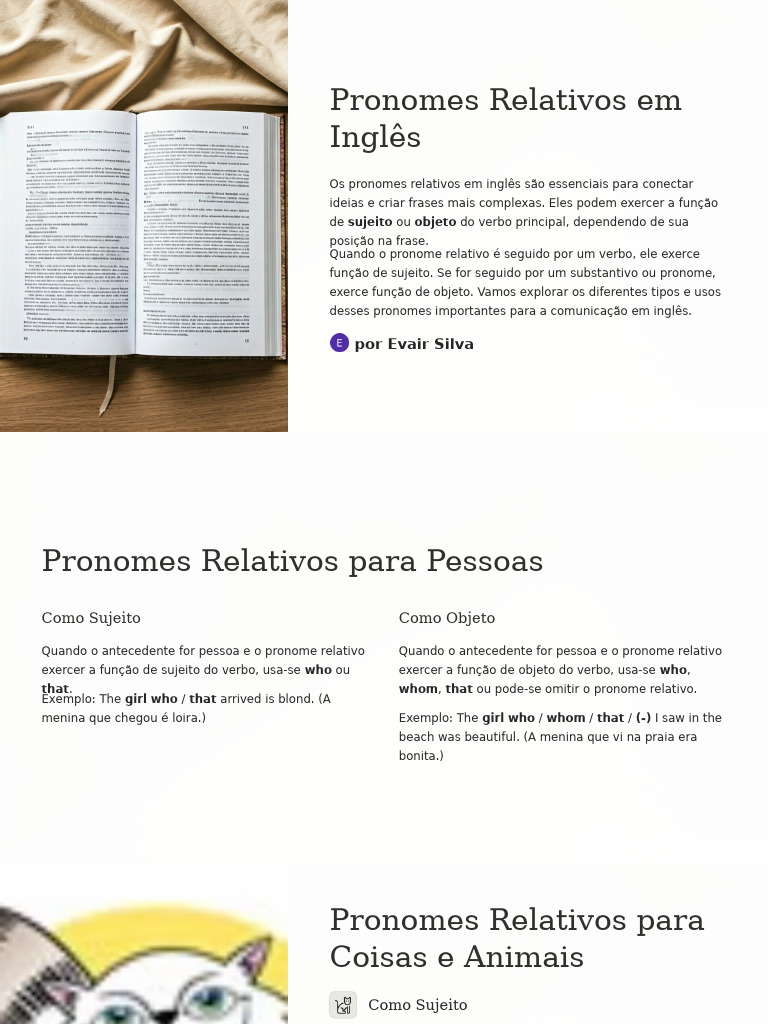 Pronomes Relativos em Inglês: Guia Completo | PDF | Pronome | Assunto ...