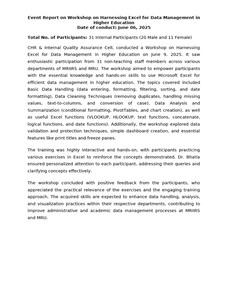 Workshop Report | PDF