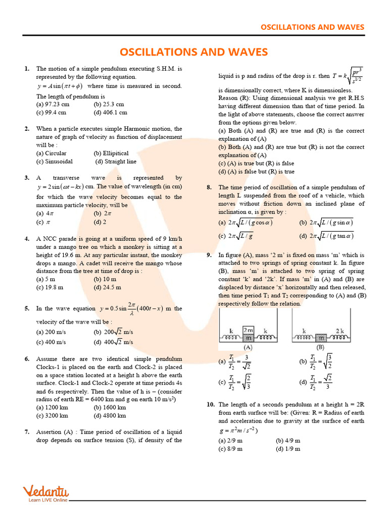 JEE Mains: Oscillations & Waves PYQs | PDF | Waves | Resonance
